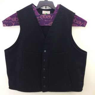 Vintage Cc Filson Mackinaw 100 Virgin Wool Black Vest Usa Mens Size 54 3xl Xxxl