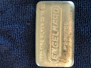 10 Oz.  Vintage Wide Hand Poured Silver Bar Engelhard.  999 Fine.  Serial P230750