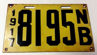 1917 Brunswick Vintage Antique Licence Plate Nb 8195 - Over 100 Years Old