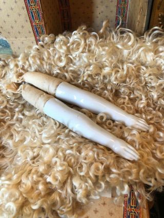 Elegant Antique 1800’s China Doll Arms W/cloth Uppers Incised 8