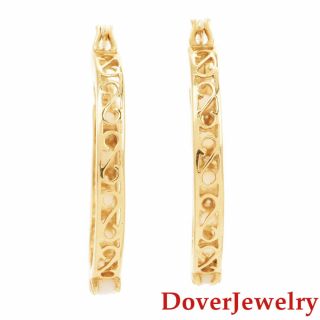 Estate Diamond Opal 14K Yellow Gold Hoop Earrings NR 3