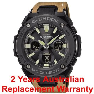 Casio G - Shock G - Steel Solar Watch Gst - S120l - 1b Black,  Leather Band Gsts120l - 1bdr