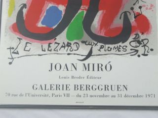 Vintage 1971 Joan Miro Le Leizard aux Plumes D ' Or Lithograph Gallery Poster 3