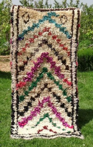 Vintage Moroccan Handmade Rug Azilal Boucherouite Rug Berber Carpet 5 
