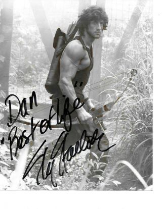 Vintage Sylvester Stallone Autographed 8 " X 10 " B&w Rambo Photo