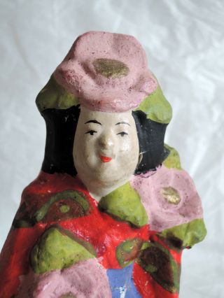 5.  5 Inch Japanese Antique Porcelain Doll : Woman Dances With Flowers