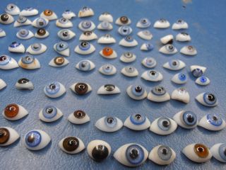 80 piece oval vintage glass eyes lauscha 1890 Germany ca.  0,  28 - 0,  47 inch long 6