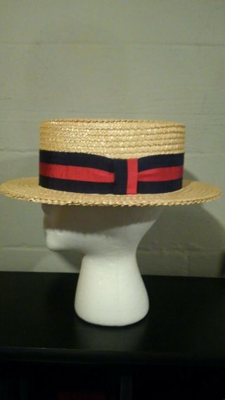 Vintage Brooks Brothers Sailor Straw,  Size 7 1/8 Or 57,