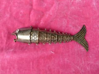 Vintage Los Castillos Mexican Jointed Silverplate Fish Bottle Opener