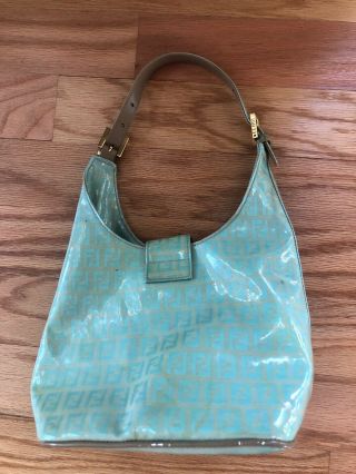 authentic vintage fendi handbag Light Blue And Beige 2