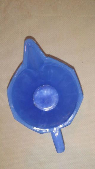 Vintage Akro Agate Child ' s Tea Set / Blue Octagon Teapot Glass 4