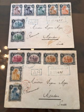2 Rare Registered 1903 Portugal Colonial Nyassa Co Covers Ibo To Switzerland