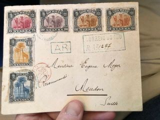 2 RARE REGISTERED 1903 PORTUGAL COLONIAL NYASSA CO COVERS IBO TO SWITZERLAND 2