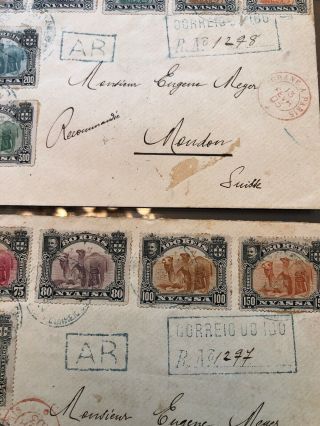 2 RARE REGISTERED 1903 PORTUGAL COLONIAL NYASSA CO COVERS IBO TO SWITZERLAND 5