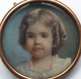 Antique 19thC Miniature Portrait Painting 14kt Gold Brooch Pin Pendant,  NR 3