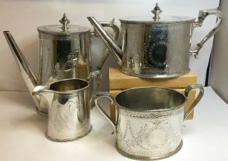 Antique Henry Wilkinson & Co Silver Plated 4 Piece Tea & Coffee Set C1843 - 1871