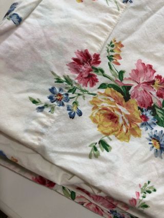 Vintage Ralph Lauren Claire Floral Queen Flat Fitted Sheet King Pillow Pair (N) 2