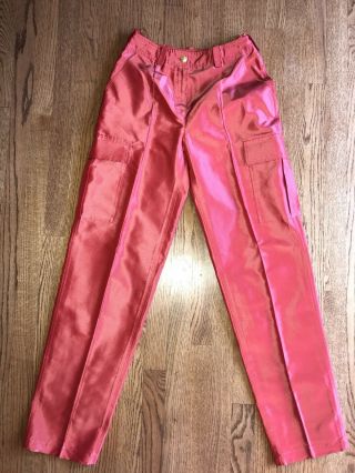 Vintage Chanel Boutique Silk Red Cargo Pants,  Sz 28