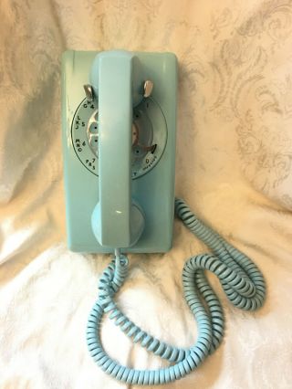 Vintage 1950s Stromberg Carlson Robin Egg Blue Wall Rotary Telephone Phone