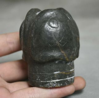 2.  6 " China Hongshan Culture Old Jade Black Meteor Carved Tortoise Bottle Vase