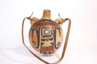 Vintage Hopi - Tewa Pottery Canteen.  Nampeyo Style Elements.  Eagle Tail Design