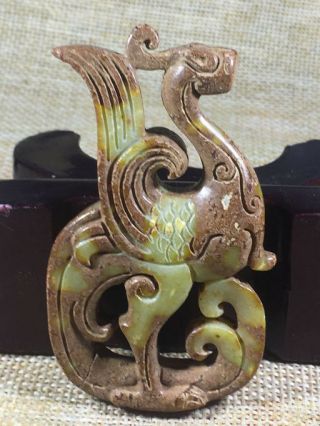 Old China Natural Jade Hand - Carved Statue Of Phoenix Statue Pendant Cx008