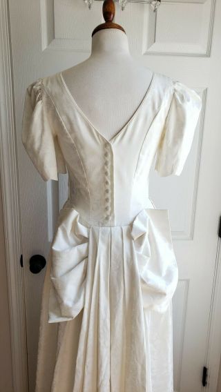Vintage Laura Ashley Size Uk 12 Us 8 White Wedding Dress Short Sleeve Tea Length