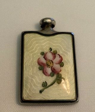 Vintage Sterling Silver Enamel Guilloche Victorian Miniature Perfume Bottle