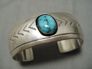 Incredible Vintage Navajo Carico Lake Turquoise Sterling Silver Bracelet Old