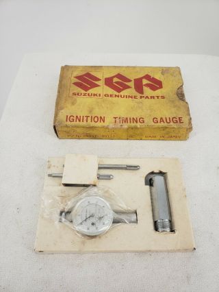 Oem Suzuki 2 Two Stroke Ignition Timing Dial Gauge & Adapter Vintage