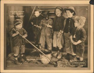 Our Gang Boys To Board 1923 Lobby Card Vintage Rare