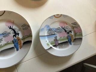 Vintage Japanese Hand Painted Plates made in japan 5x 4 small 1 large 4
