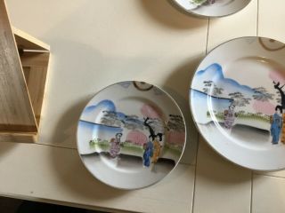 Vintage Japanese Hand Painted Plates made in japan 5x 4 small 1 large 5