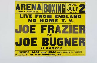 Joe Frazier Vs Joe Bugner Vintage Poster Closed Circuit Rare