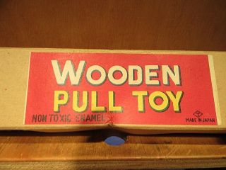 Vintage Child ' s Wooden Pull Toy Train Set Japan 2