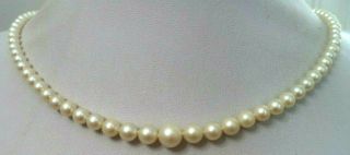 Vintage Estate Signed Silver Ind Knotted Pearl Bead 19 " Necklace G623v