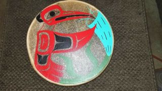 Vintage Haisla Native Handmade Drum Kwakiutl Tribe Kitamaat Village Bolton