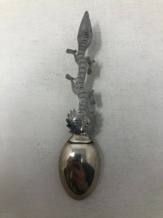 Wang Hing Chinese Export Silver Figural 3D Dragon Handle Spoon 4 5/8 