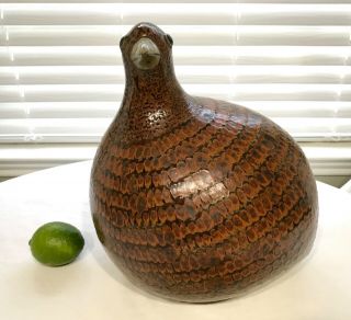 Jorge Wilmot Large Quail Vintage Mexican Folk Art Stoneware Signed,  One Owner
