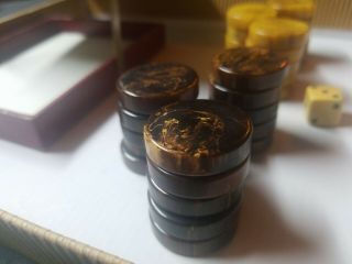 Vtg Crisloid Bakelite Checkers Marble choco/ Butterscotch 1/2 x 1 1/2 