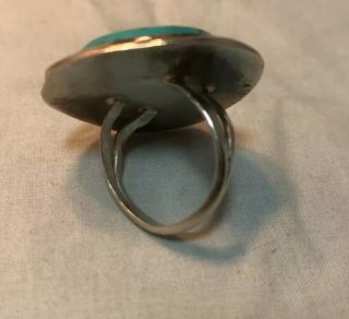 Vintage Men ' s Old Pawn Navajo Silver Godber Nevada Turquoise Ring Size 7.  5 6
