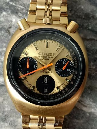 Vintage Citizen Bullhead Chronograph Automatic Mens Watch