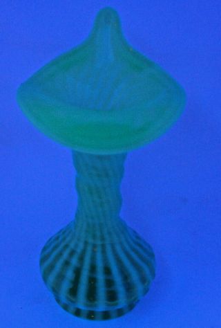 Fenton Green Spiral Optic Swirl Jack In The Pulpit Vase Vintage Opalescent 186 4