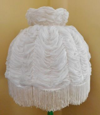 Vintage Lamp Shade Victorian Pleated Fabric Fringe Extra Large