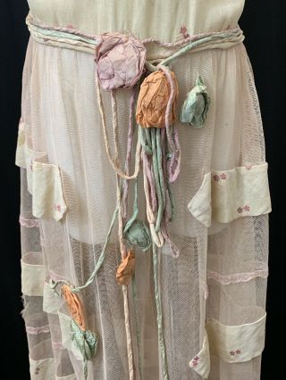 Antique Vintage 1920 Flapper Dress With Accent Flowers Great For Pattern 4