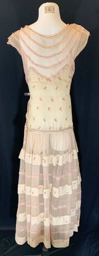 Antique Vintage 1920 Flapper Dress With Accent Flowers Great For Pattern 5