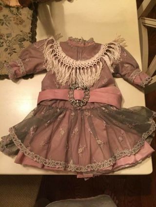 Adorable Doll Dress For Antique French German Jumeau Steiner Bisque Bonnet