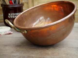 Antique French Gaillard Copper Bowl Pot 12 " 1mm Walls