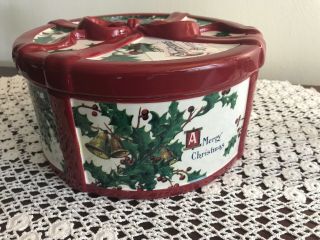 Williams Sonoma Christmas Vintage Postcard Cookie Jar