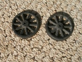 Two (2) Vintage Cast Iron Spoke Wheels For Toy Horse Wagon Cart - 2 Inch